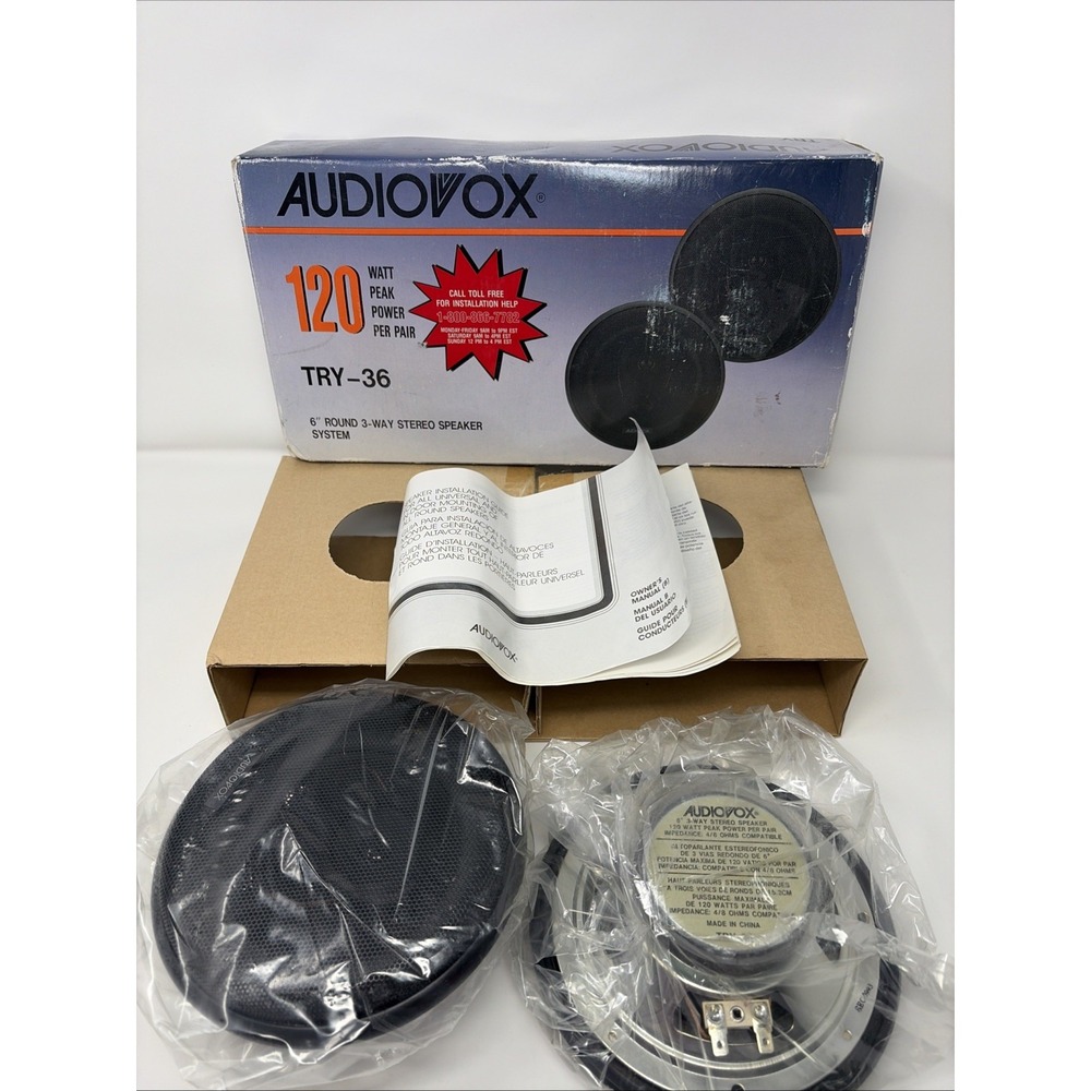 AUDIOVOX‎ TRY-36 (6") 3-Way Stereo Speaker System 120 Watts New In Box